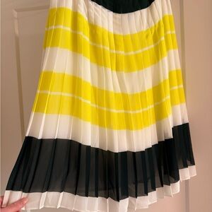 Ann Taylor Yellow and Black Striped A-Line Skirt